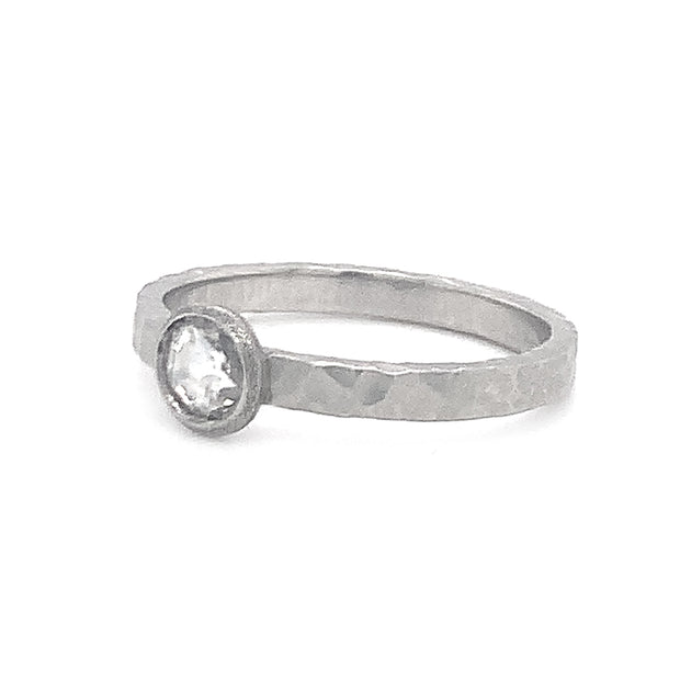 Rose Cut Diamond & Platinum Ring - "Bright Side of the Moon"