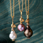 Pink Pearl & Yellow Gold Bird Pendant - "Fable Animals & Strange Characters"