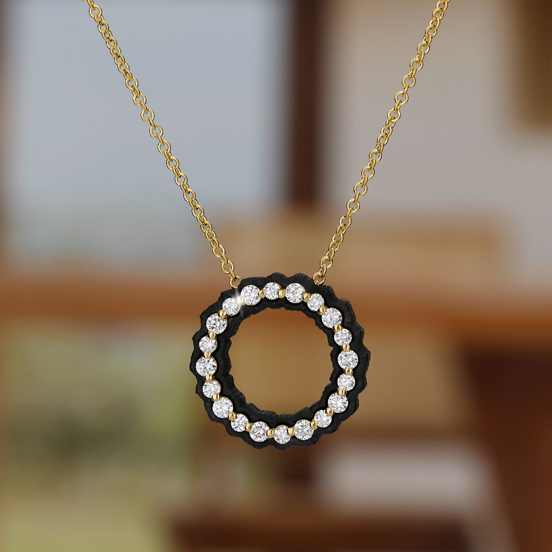 Diamond & Blackened Cobalt Chrome Necklace - "Scallop"