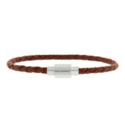 "Luke Landon" Light Brown Round Braid Leather Bracelet by Steel & Barnett