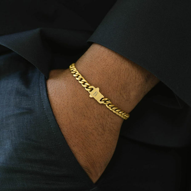 "Svelte Stephen" Matte Gold-Plated Curb Link Bracelet by Steel & Barnett