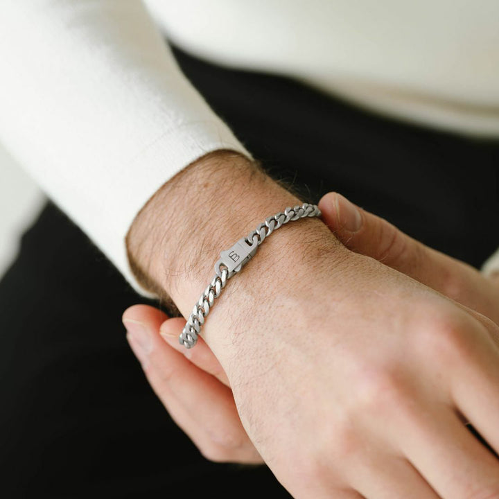 Matte Curb Link Stainless Steel Bracelet - "Svelte Stephen"