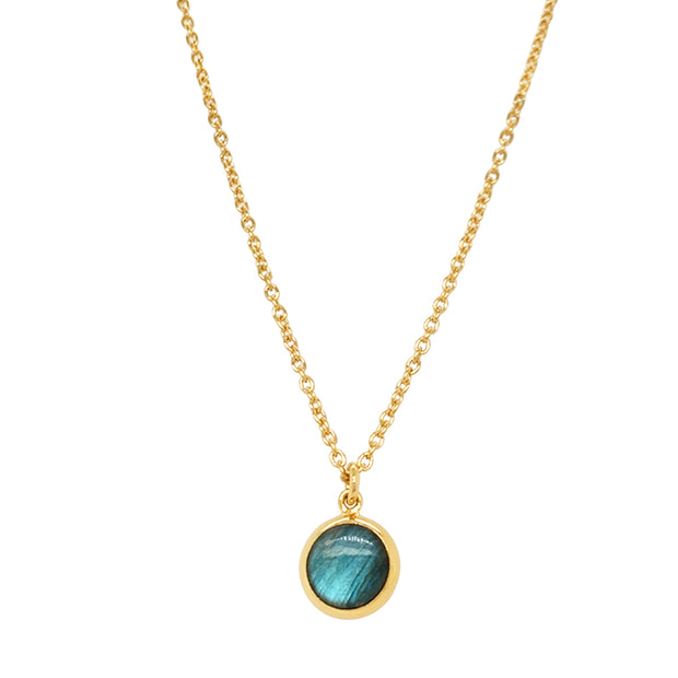 Gold Vermeil Round Labradorite Necklace - "Dusky Gold"