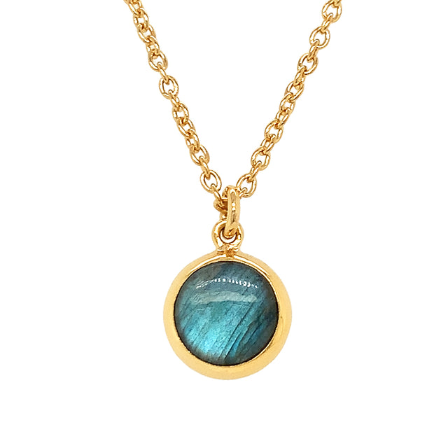 Gold Vermeil Round Labradorite Necklace - "Dusky Gold"