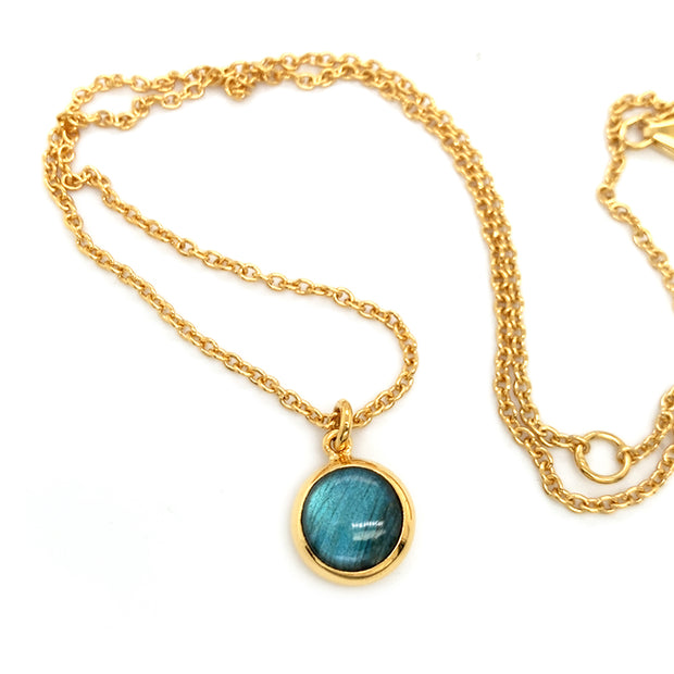 Gold Vermeil Round Labradorite Necklace - "Dusky Gold"