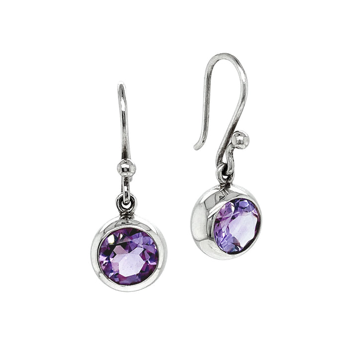 Round Amethyst Drop Earrings - "Lovely Lavender"