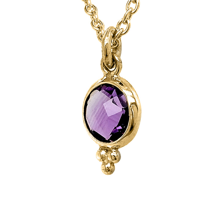 Amethyst & Gold Vermeil Necklace - "Checkerboard"