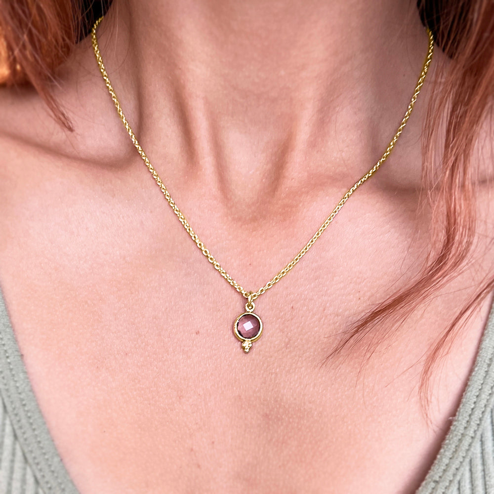 Amethyst & Gold Vermeil Necklace - "Checkerboard"