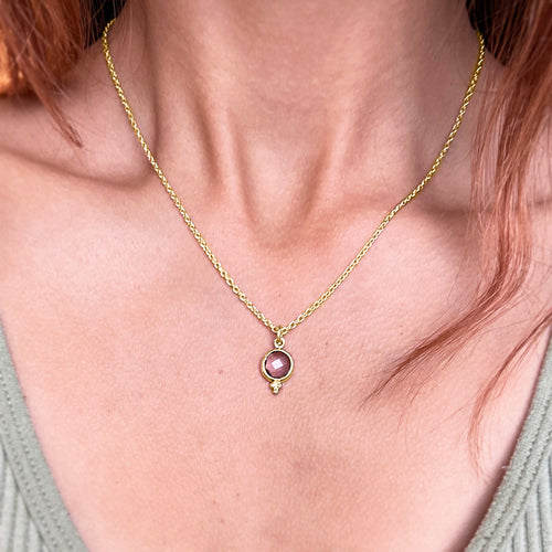 Amethyst & Gold Vermeil Necklace - "Checkerboard"
