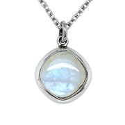 Cushion-Shaped Rainbow Moonstone Necklace