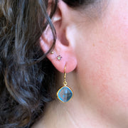 Sterling Silver & Kite-Shaped Blue Topaz Earrings