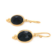 Gold Vermeil & Oval Black Onyx Drop Earrings