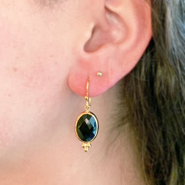 Gold Vermeil & Oval Black Onyx Drop Earrings