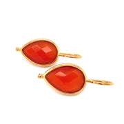 Gold Vermeil Pear Red Onyx Drop Earrings - "Blood Orange"