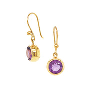 Gold Vermeil Round Amethyst Drop Earrings - "Lovely Lavender"