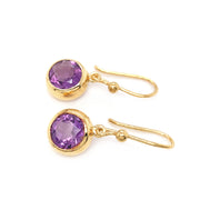 Gold Vermeil Round Amethyst Drop Earrings - "Lovely Lavender"