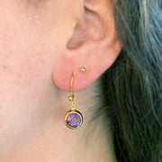 Gold Vermeil Round Amethyst Drop Earrings - "Lovely Lavender"