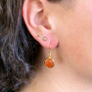 Gold Vermeil Round Red Onyx Drop Earrings - "Blood Orange"