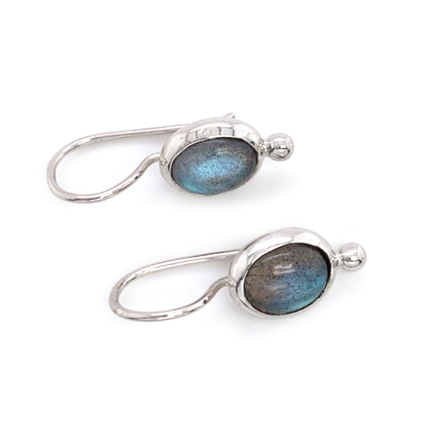 Sterling Silver Oval Labradorite Earrings - "Moonlit Gleam"