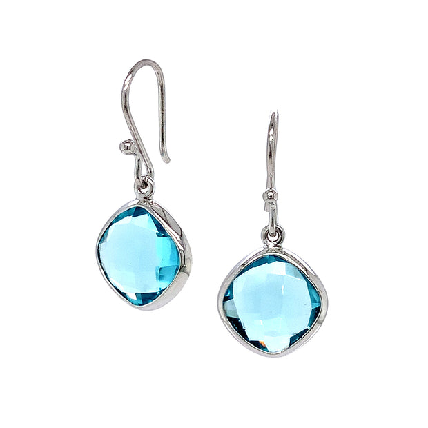 Sterling Silver Kite Shaped Blue Topaz Earrings - "Ocean Bleu"