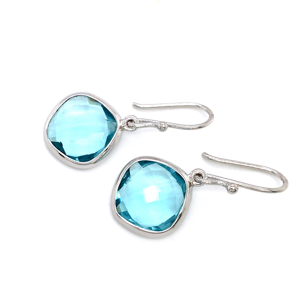 Sterling Silver Kite Shaped Blue Topaz Earrings - "Ocean Bleu"