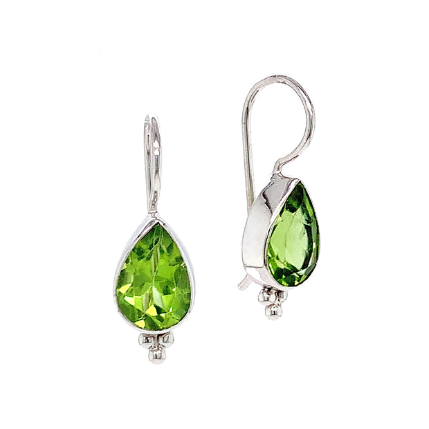 Sterling Pear Peridot Drop Earrings - "Pears"