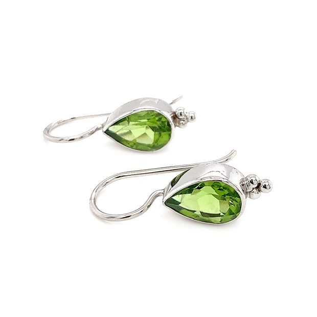 Sterling Pear Peridot Drop Earrings - "Pears"