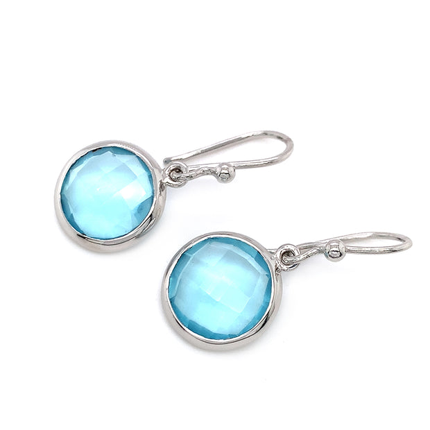 Sterling Silver & Blue Topaz Large Dangle Earrings