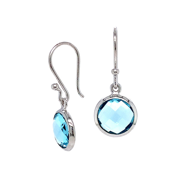 Sterling Silver & Blue Topaz Small Dangle Earrings