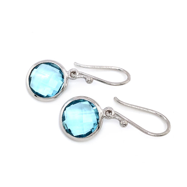 Sterling Silver & Blue Topaz Small Dangle Earrings