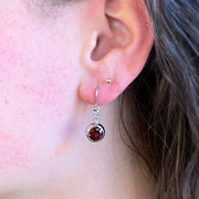 Sterling Silver & Round Garnet Earrings - "Tasting"