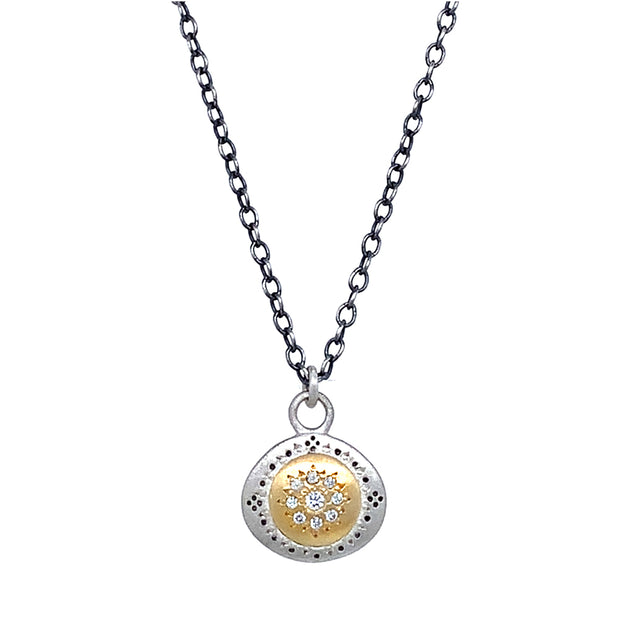 Diamond Two-Tone Gold & Silver Necklace - "Seeds of Harmony"