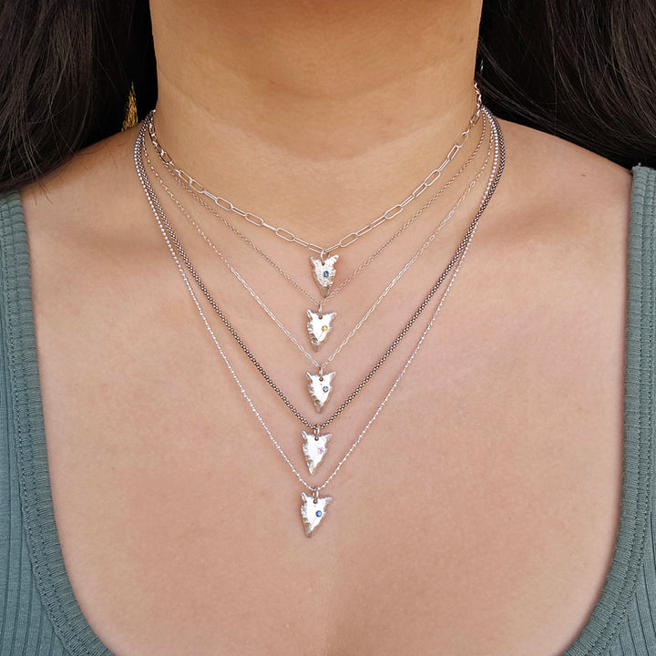 Orange Montana Sapphire Sterling Silver Pendant - "Arrowhead"