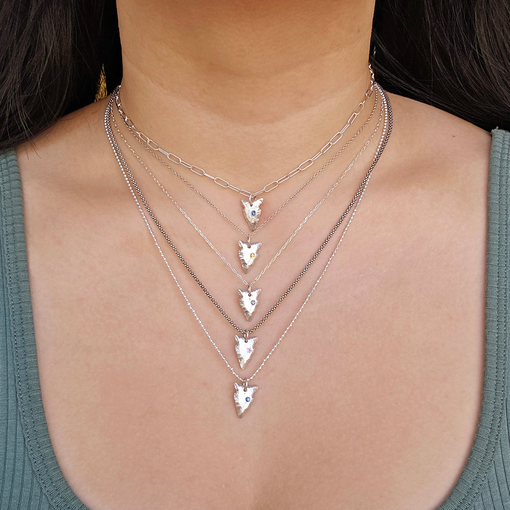 Teal Montana Sapphire Sterling Silver Pendant - "Arrowhead"