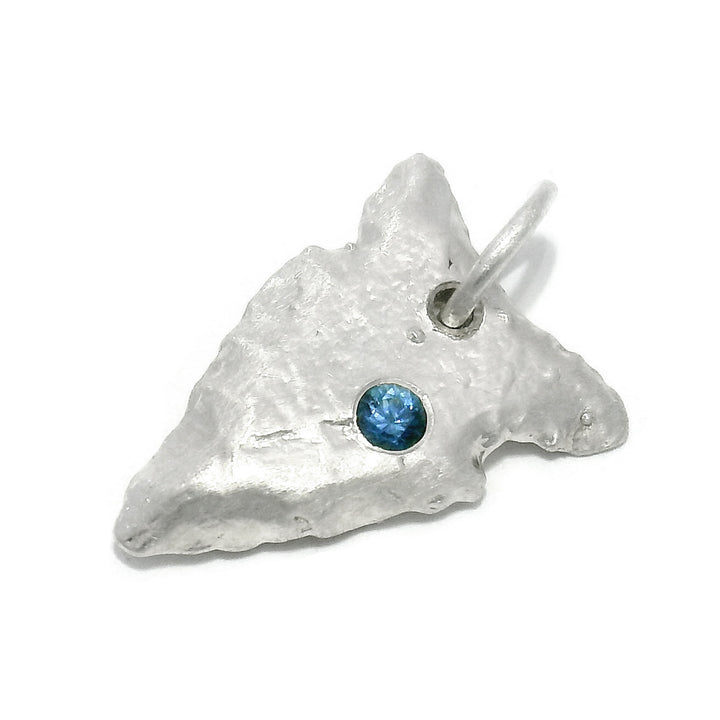 Blue Montana Sapphire Sterling Silver Pendant - "Arrowhead"