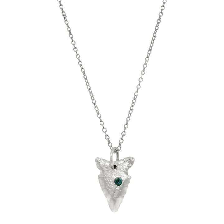 Teal Montana Sapphire Sterling Silver Pendant - "Arrowhead"