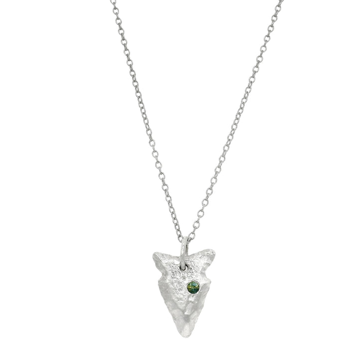 Green Montana Sapphire Sterling Silver Pendant - "Arrowhead"