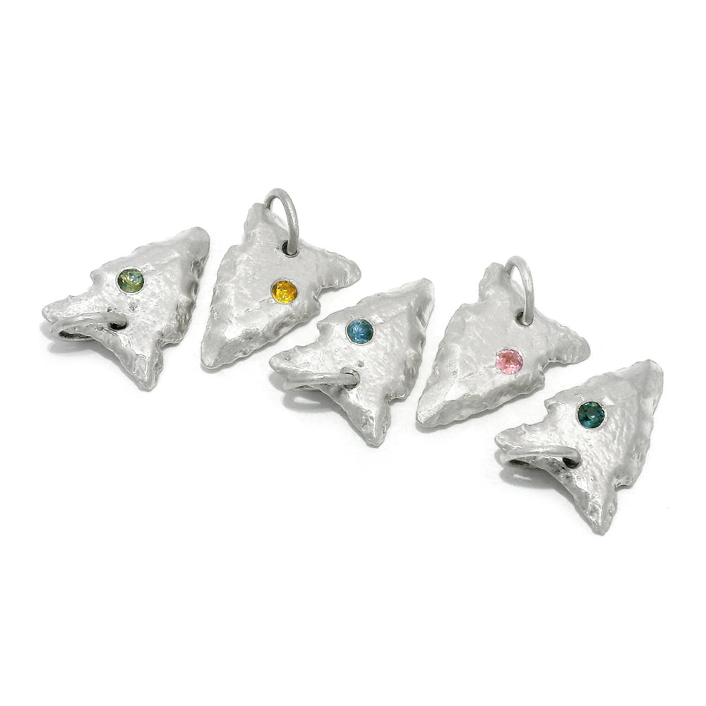 Orange Montana Sapphire Sterling Silver Pendant - "Arrowhead"