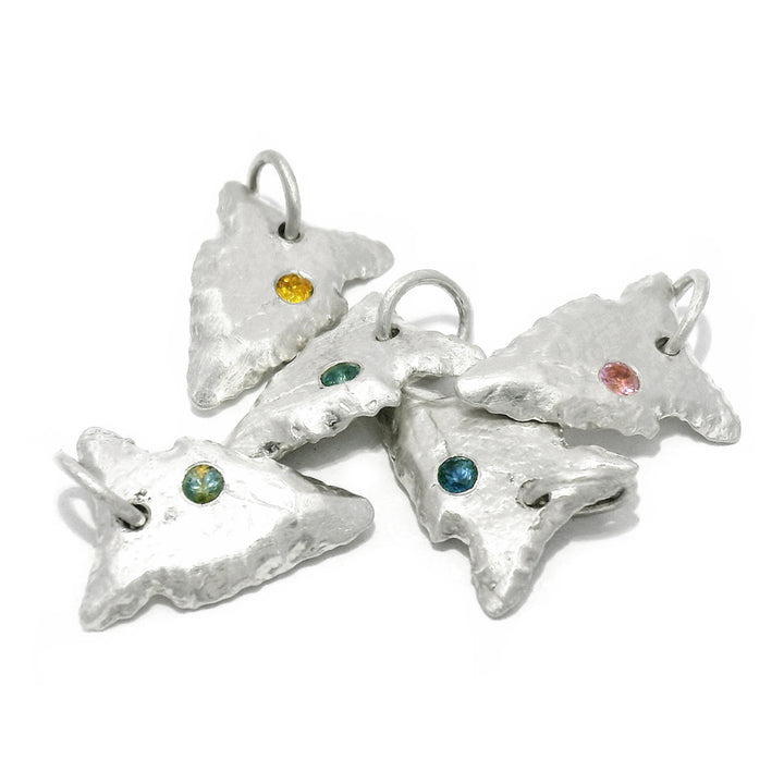Teal Montana Sapphire Sterling Silver Pendant - "Arrowhead"