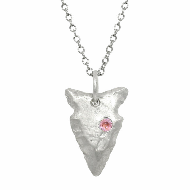 Pink Montana Sapphire Sterling Silver Pendant - "Arrowhead"