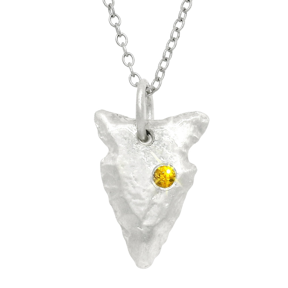 Orange Montana Sapphire Sterling Silver Pendant - "Arrowhead"