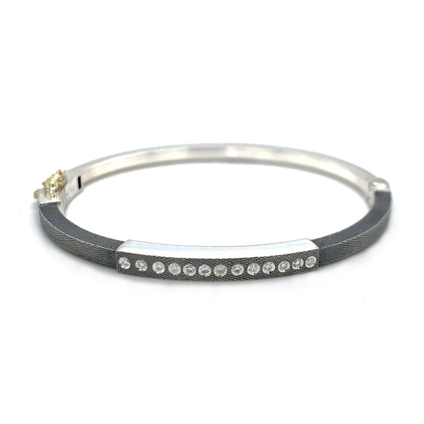 Sterling Silver & Diamond Bangle Bracelet - "Diana"