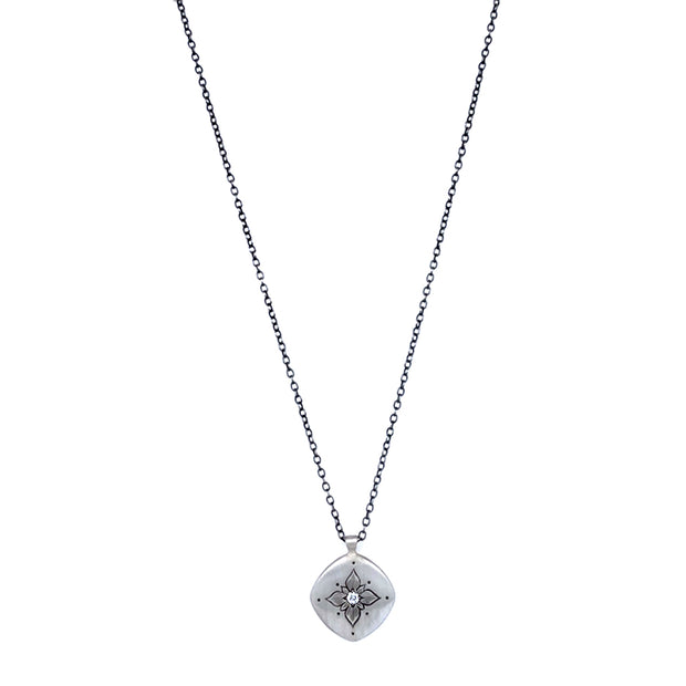 Diamond & Sterling Silver Necklace - "Lotus"