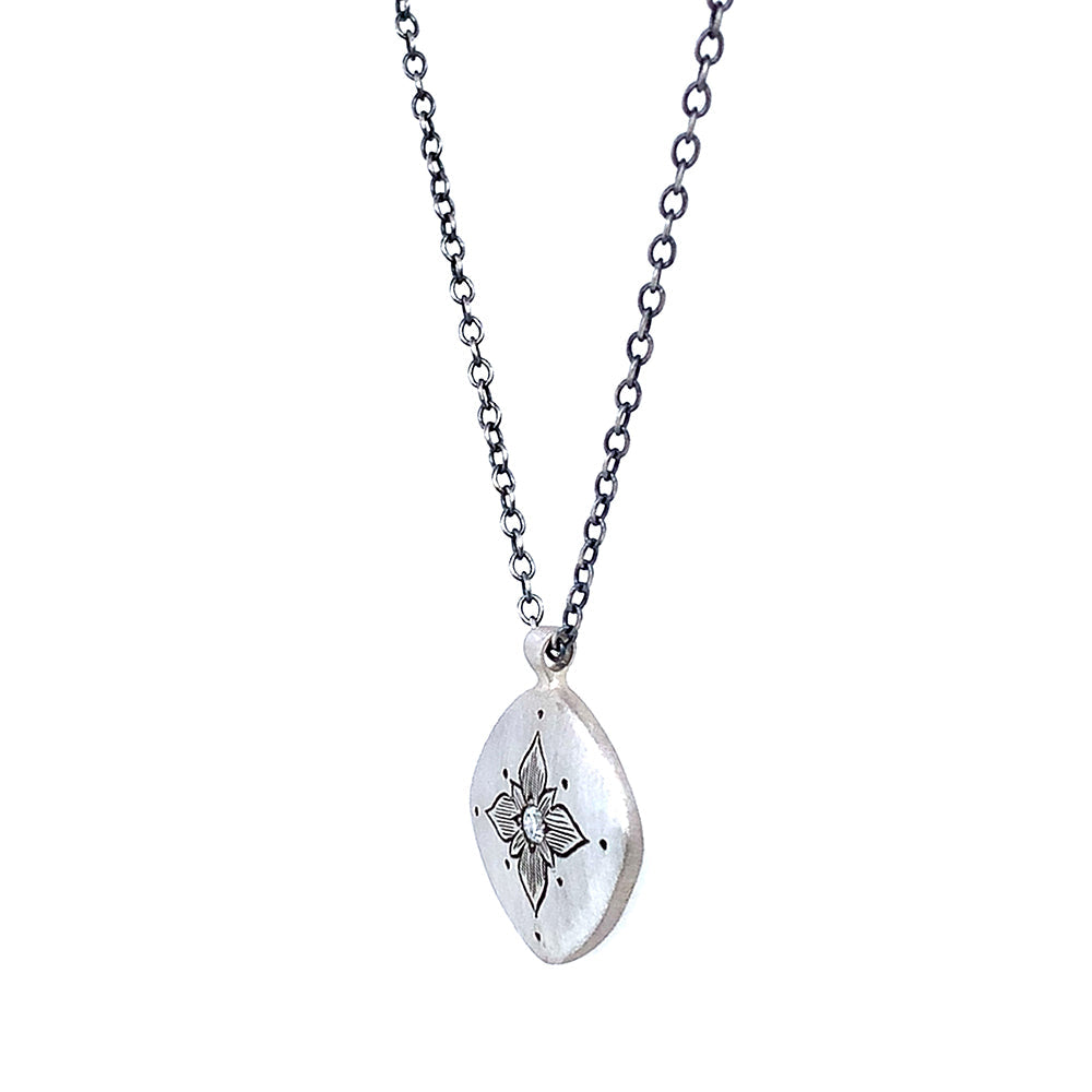 Diamond & Sterling Silver Necklace - "Lotus"