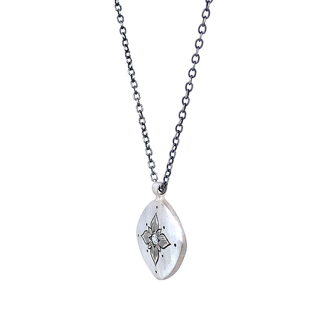 Diamond & Sterling Silver Necklace - "Lotus"