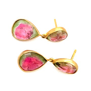 Watermelon Tourmaline Drop Earrings - "Taste of Summer"