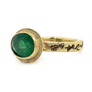 Yellow Gold and Emerald Cabochon Ring - "Jungle Depths"