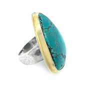 Silver and Gold Turquoise Ring - "Yosemite"