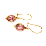 Pink Tourmaline Drop Earrings - "Satin Rosé"