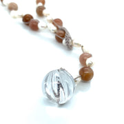 Sunstone and Keshi Pearl Necklace- "Beach Bound"